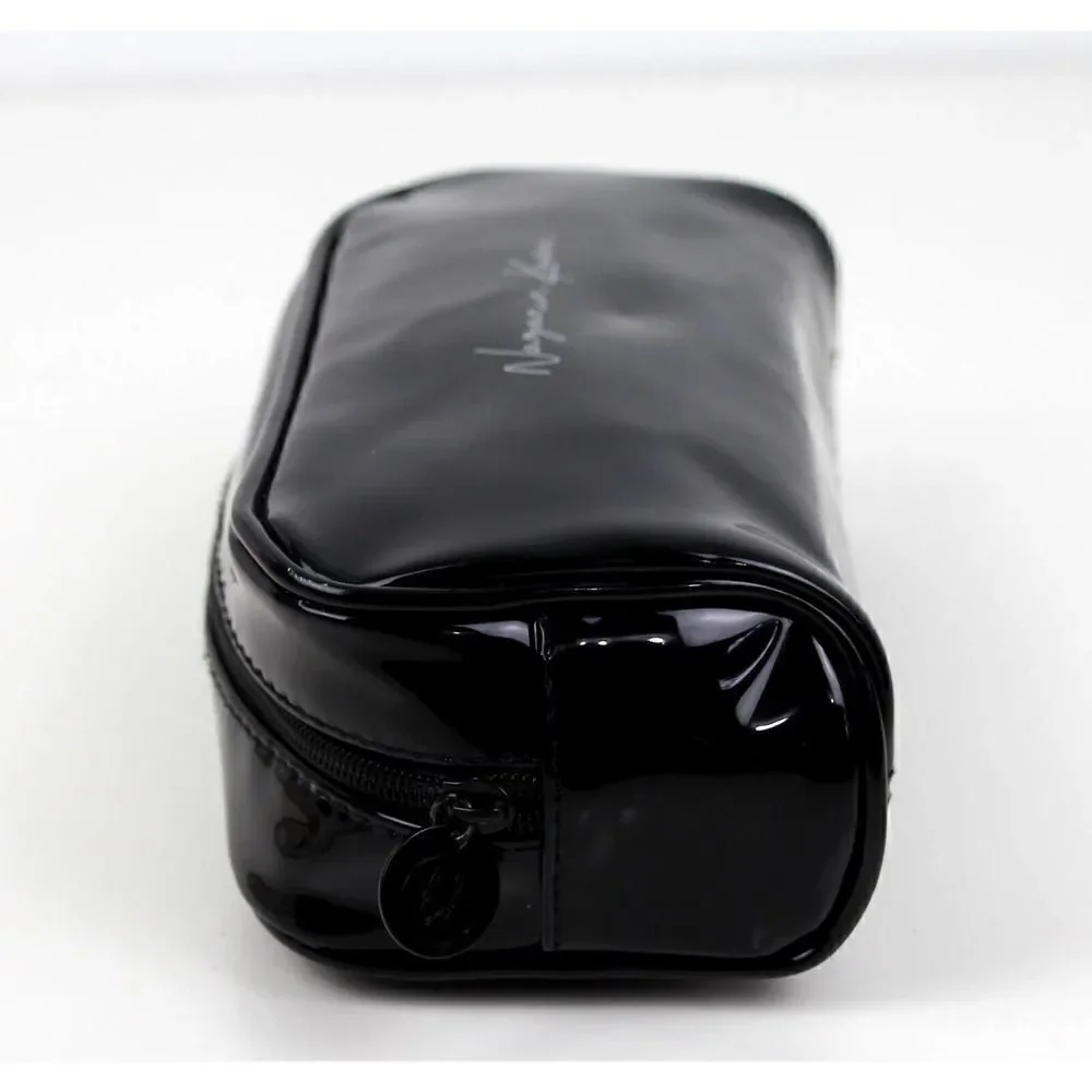 NAZANIN KAVARI BLACK PVC MAKEUP ZIP CASE BRUSH HOLDER COSMETIC BAG PURSE